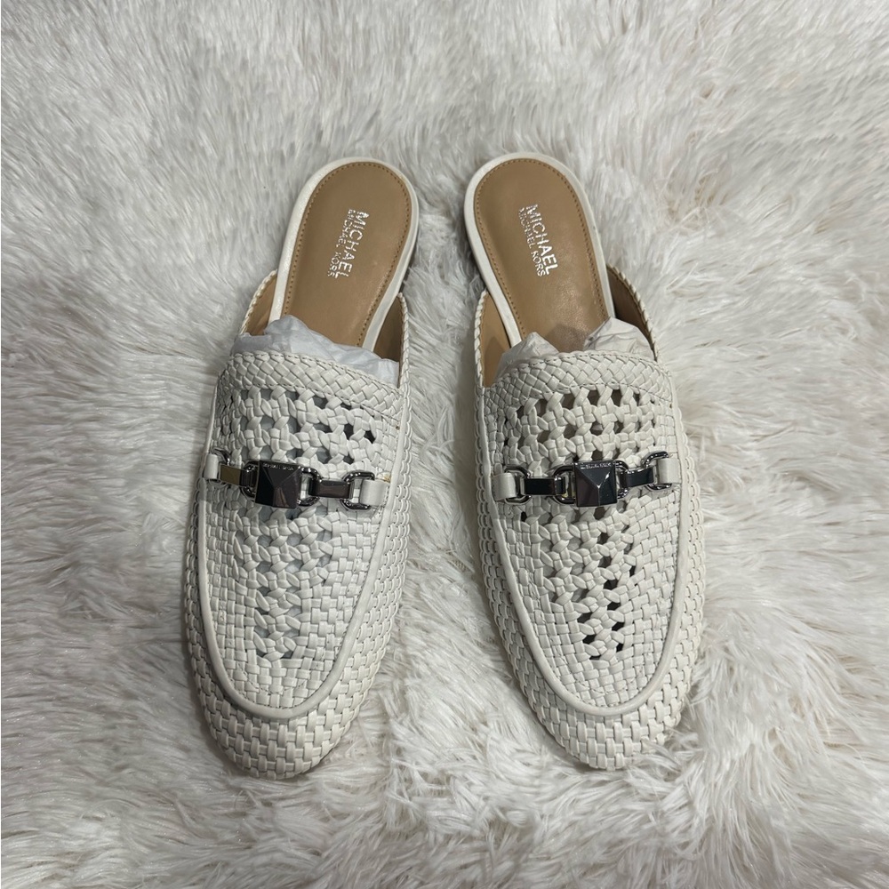 Michael Kors Optic White Woven Slide